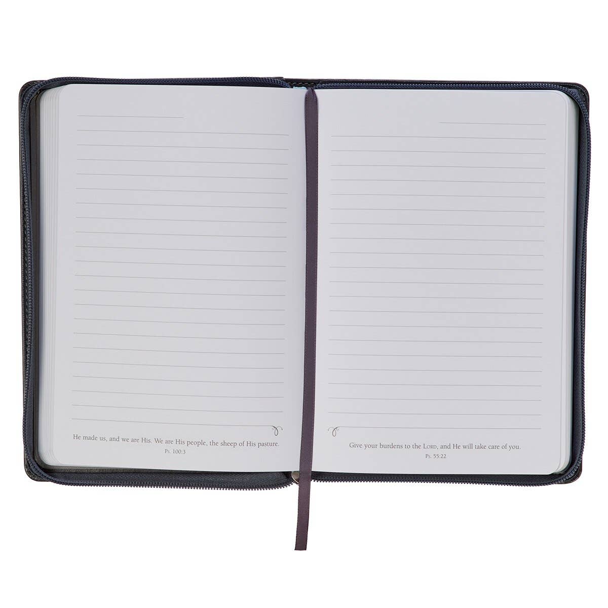 Journal Classic Zip Gray Be Strong Joshua 1:9