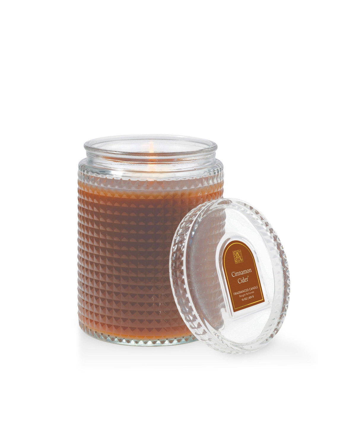 Cinnamon Cider - Textured Glass Candle with Lid - 4 EA