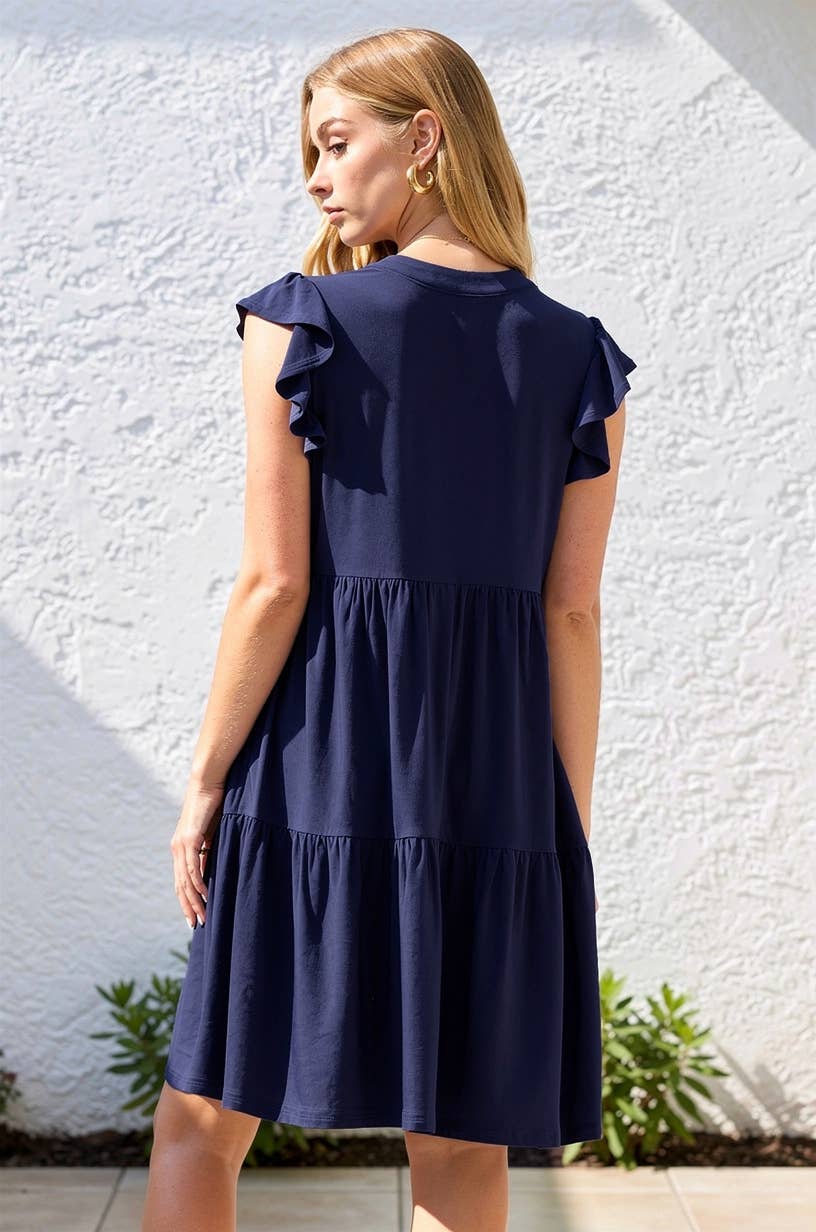 Flutter Sleeve Tiered Forever Dress