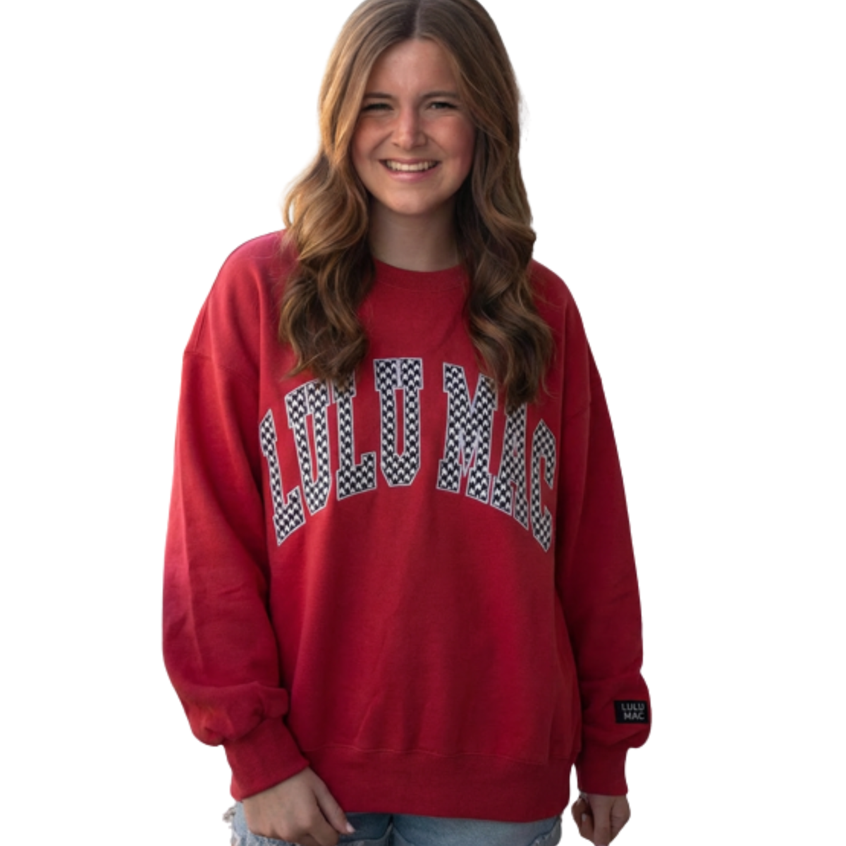 LM-SW-1009 Crimson Houndstooth-Stitch