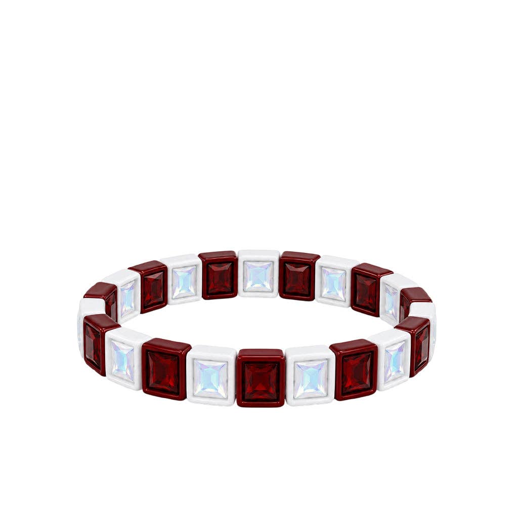 BR-RS-1002 Crimson/White Rhinestone Bracelet