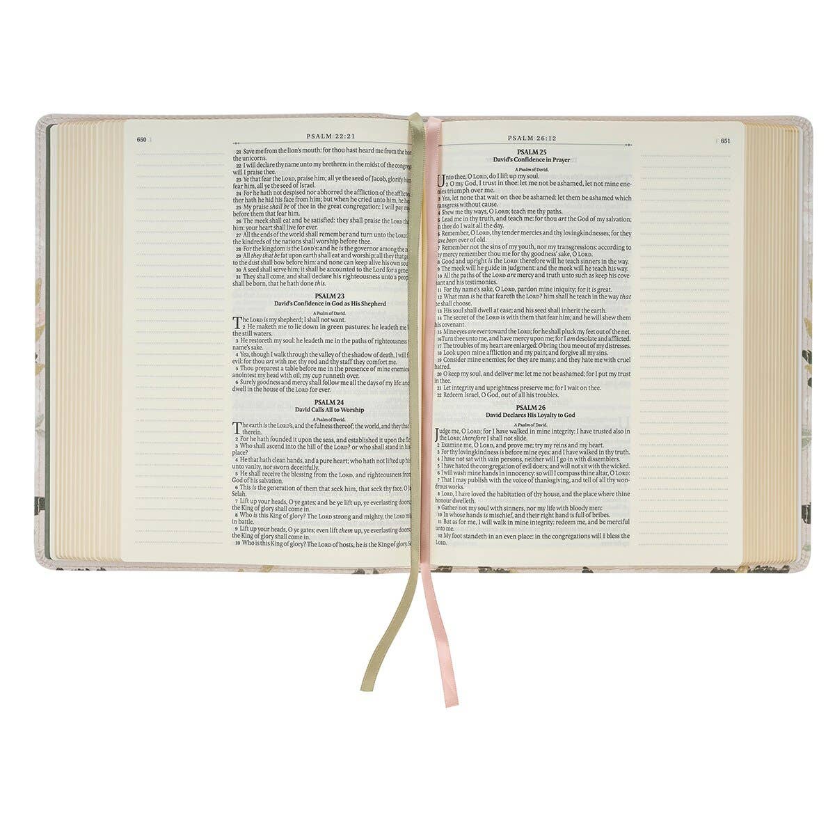 KJV Note-taking Bible Faux Leather Floral Printed Ps 91:4
