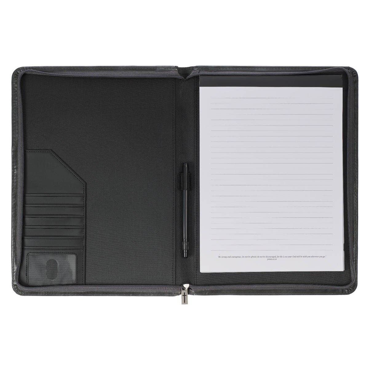 Padfolio Black Be Strong and Courageous Josh. 1:9