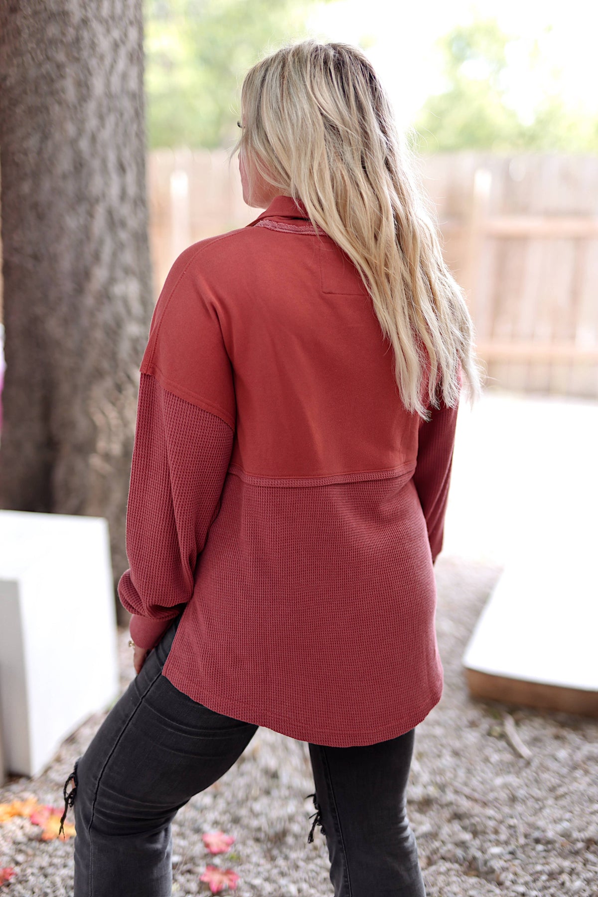 Quarter-Zip Pullover – Ready or Not Waffle - Rust