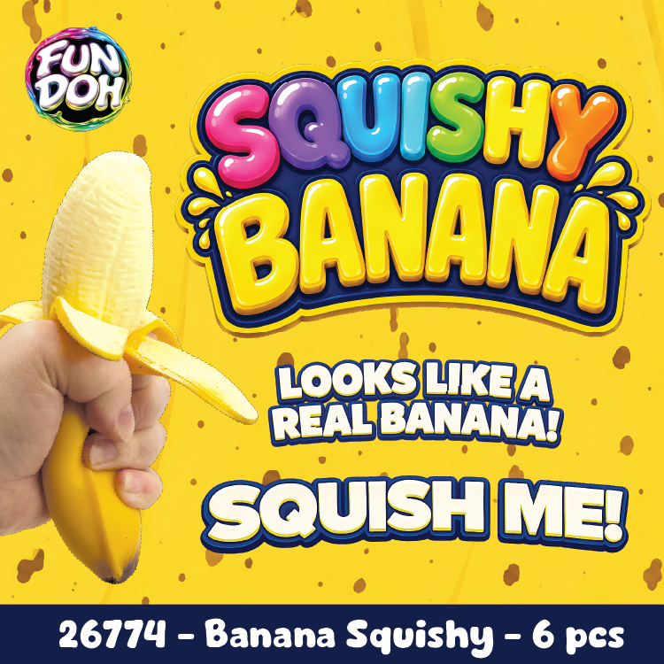 Fun Doh Banana Squishy Stress Relief Toy - 6/Display