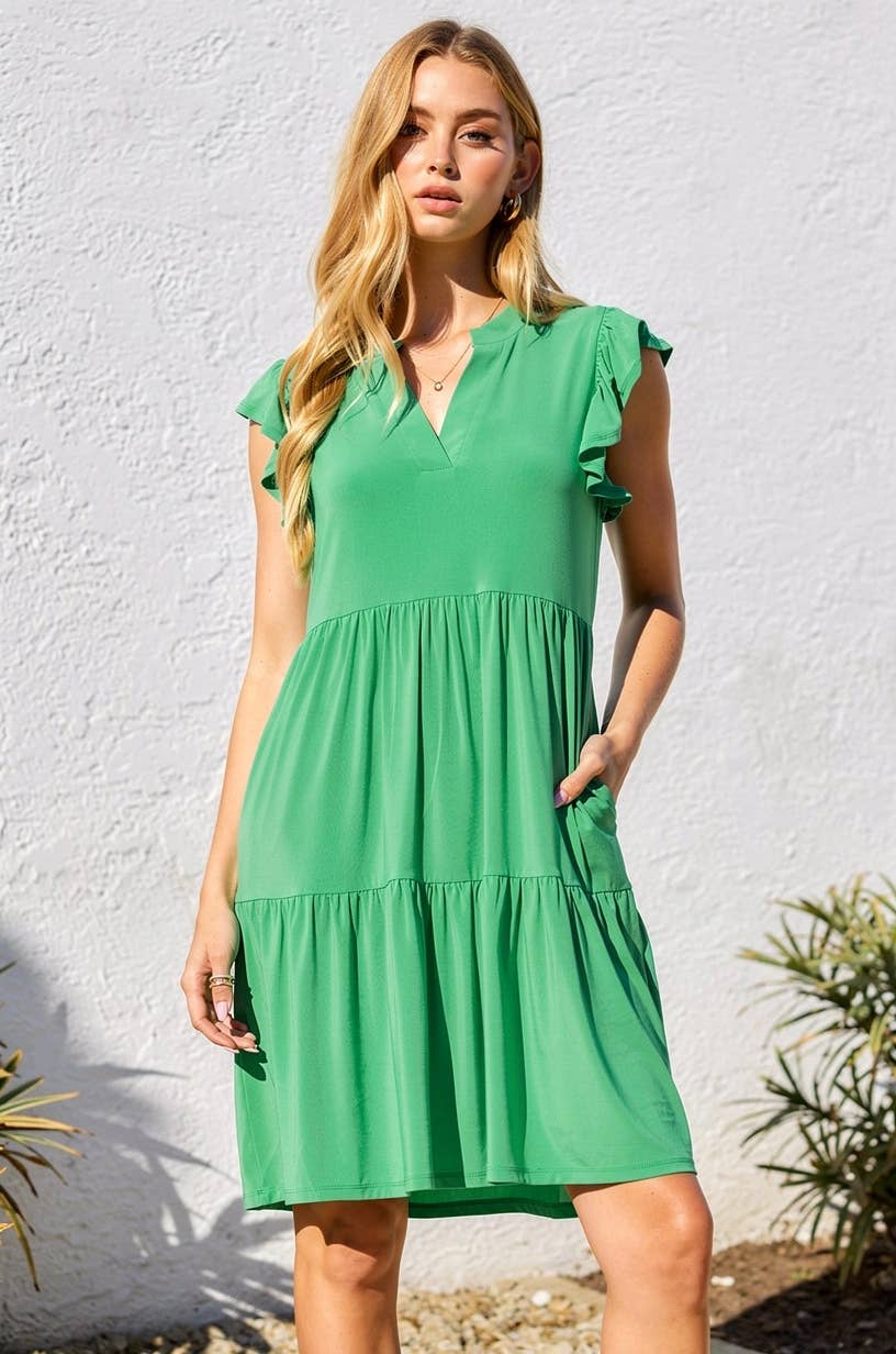 Flutter Sleeve Tiered Forever Dress