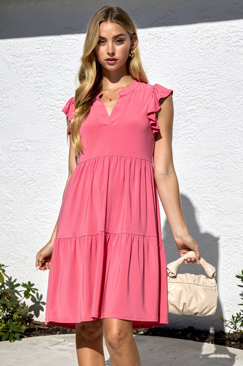 Flutter Sleeve Tiered Forever Dress
