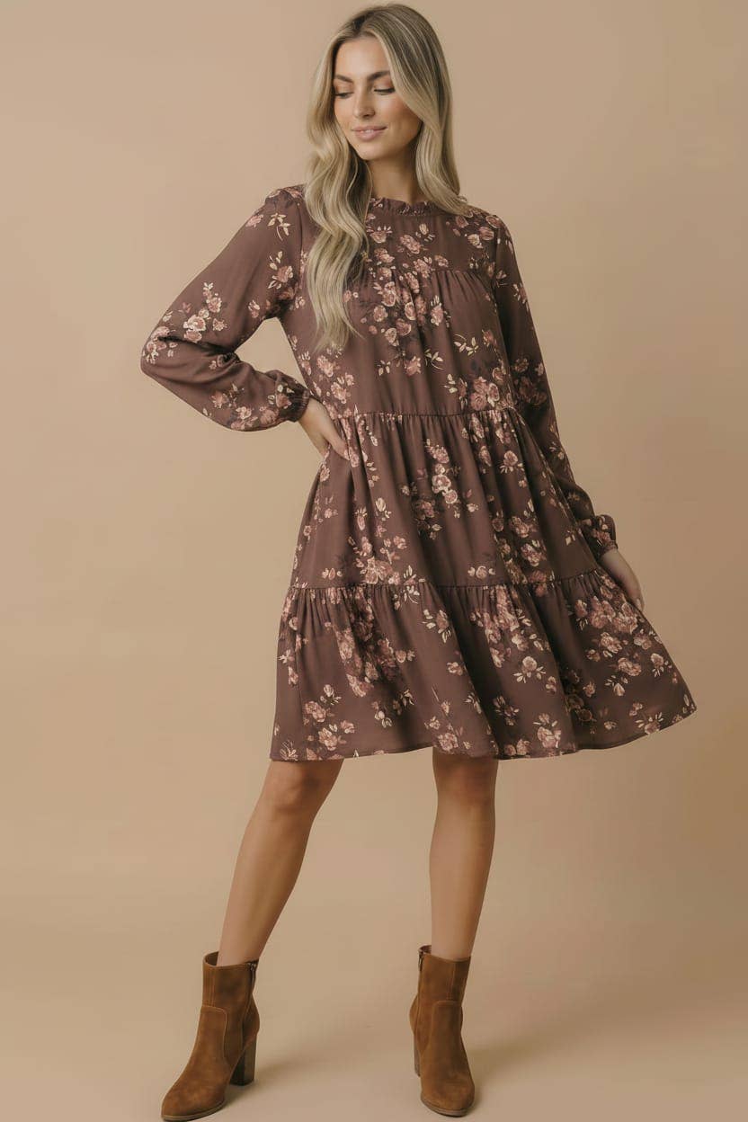 Vintage Floral Woven Dress With Pockets