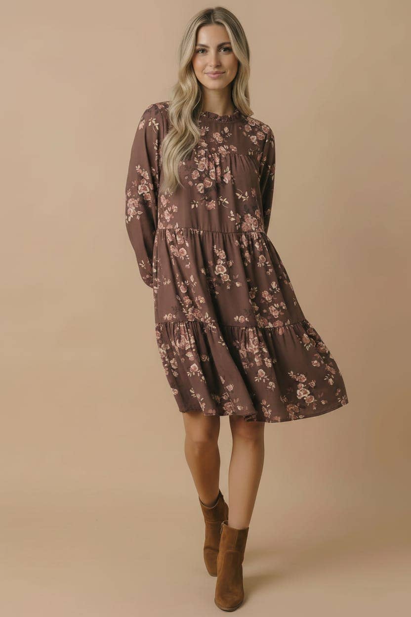 Plus Vintage Floral Woven Dress With Pockets