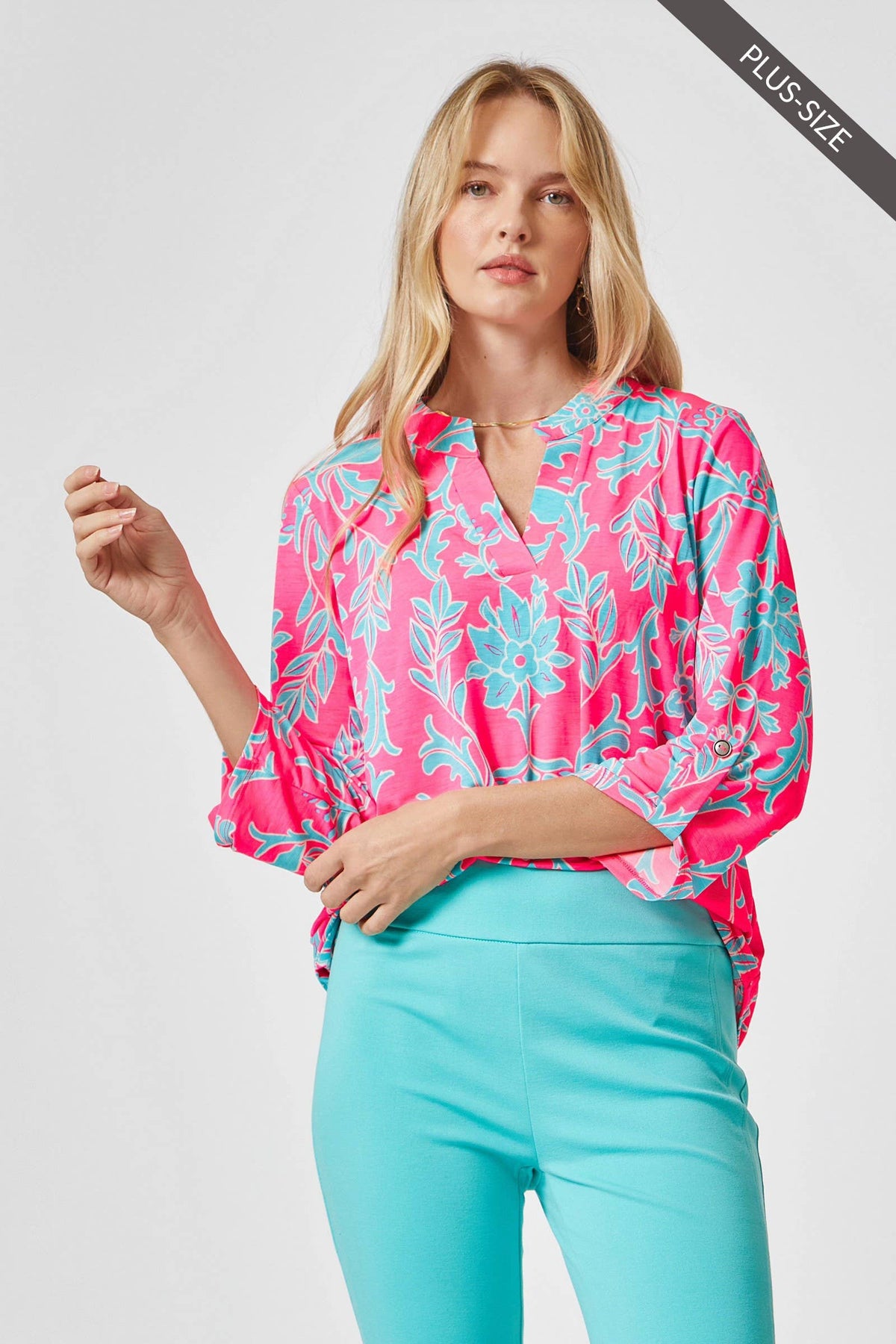 PLUS SIZE 3/4 Sleeve LIZZY MEDALLION Wrinkle Free Blouse