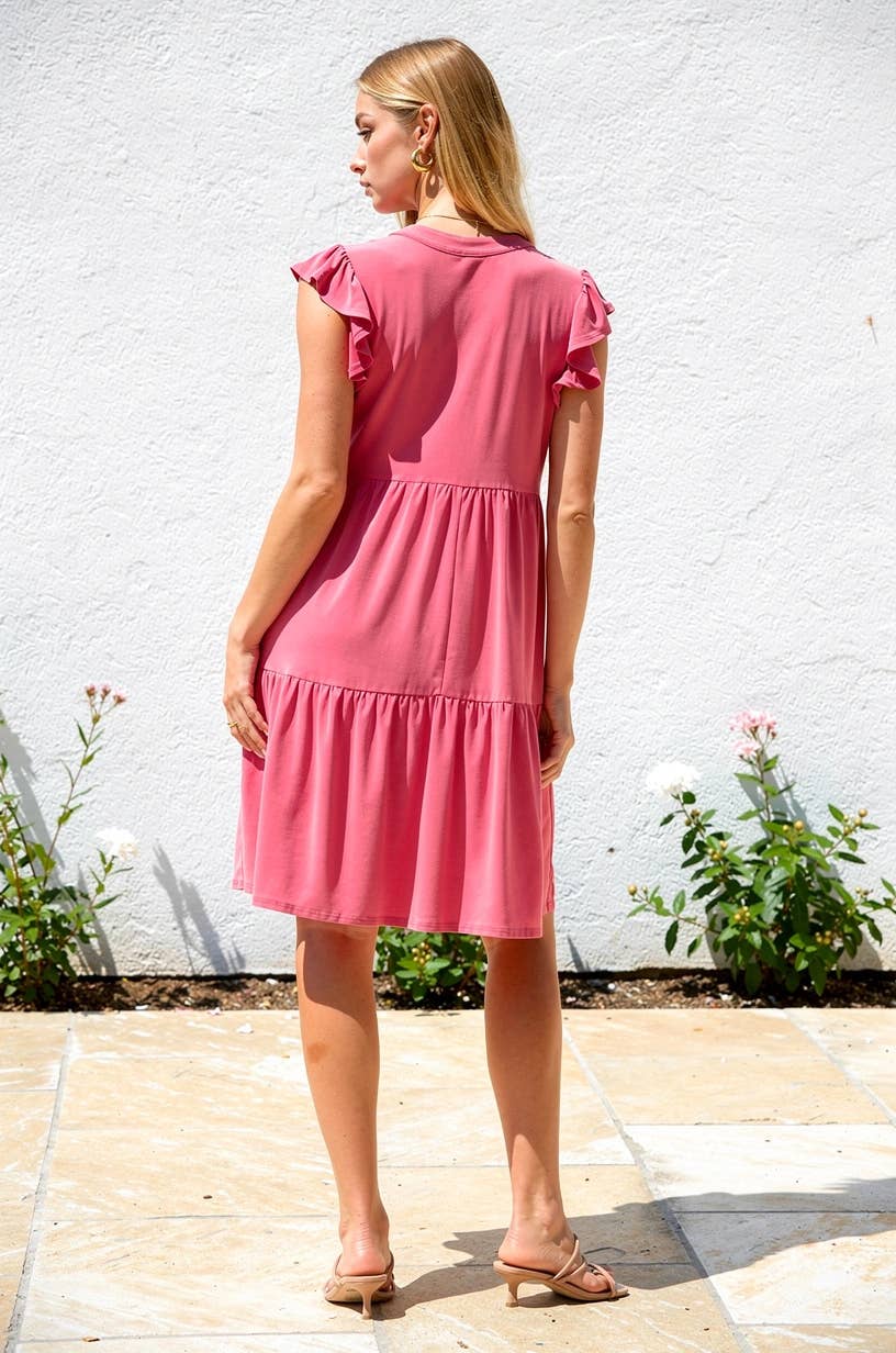 Flutter Sleeve Tiered Forever Dress