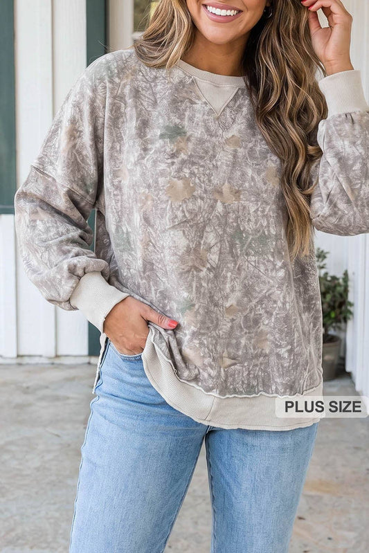 LAS Camouflage Print Shift Plus Size Sweatshirt (1X-4X)