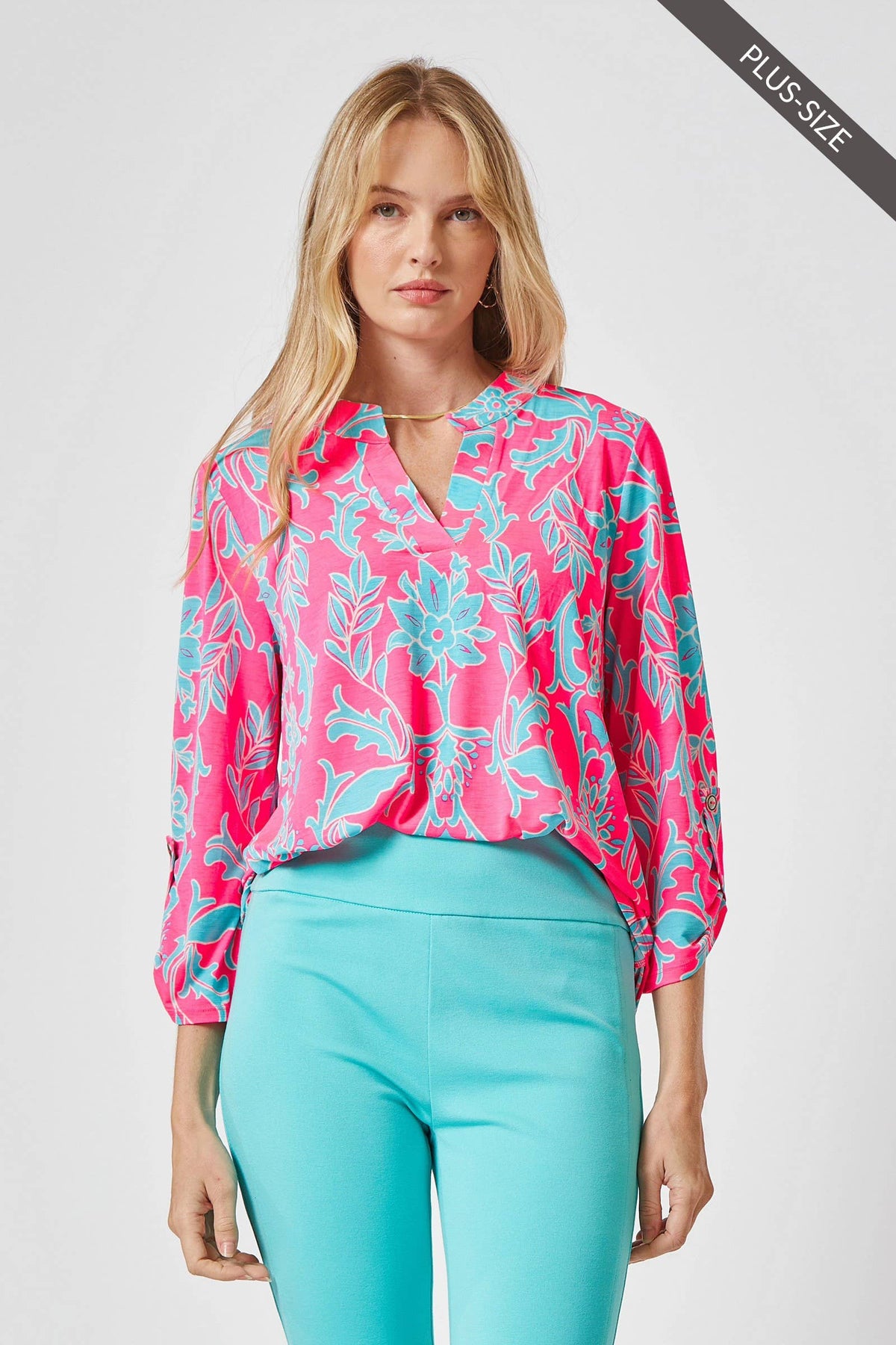 PLUS SIZE 3/4 Sleeve LIZZY MEDALLION Wrinkle Free Blouse