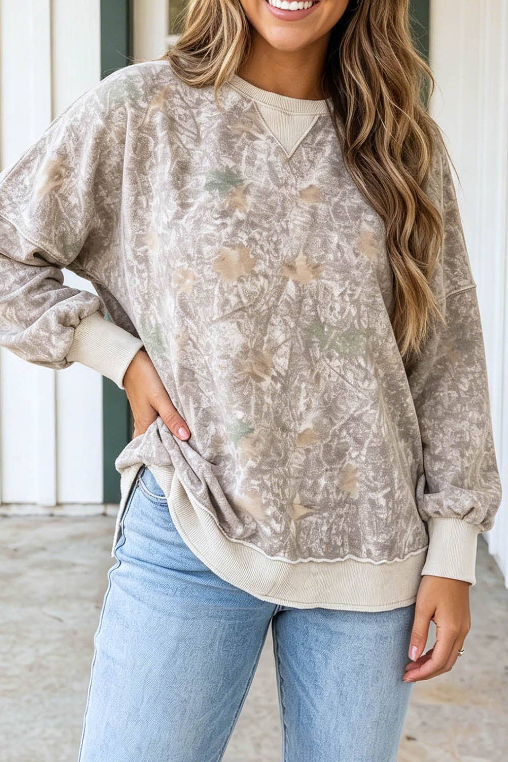 LAS Camouflage Print Shift Plus Size Sweatshirt (1X-4X)