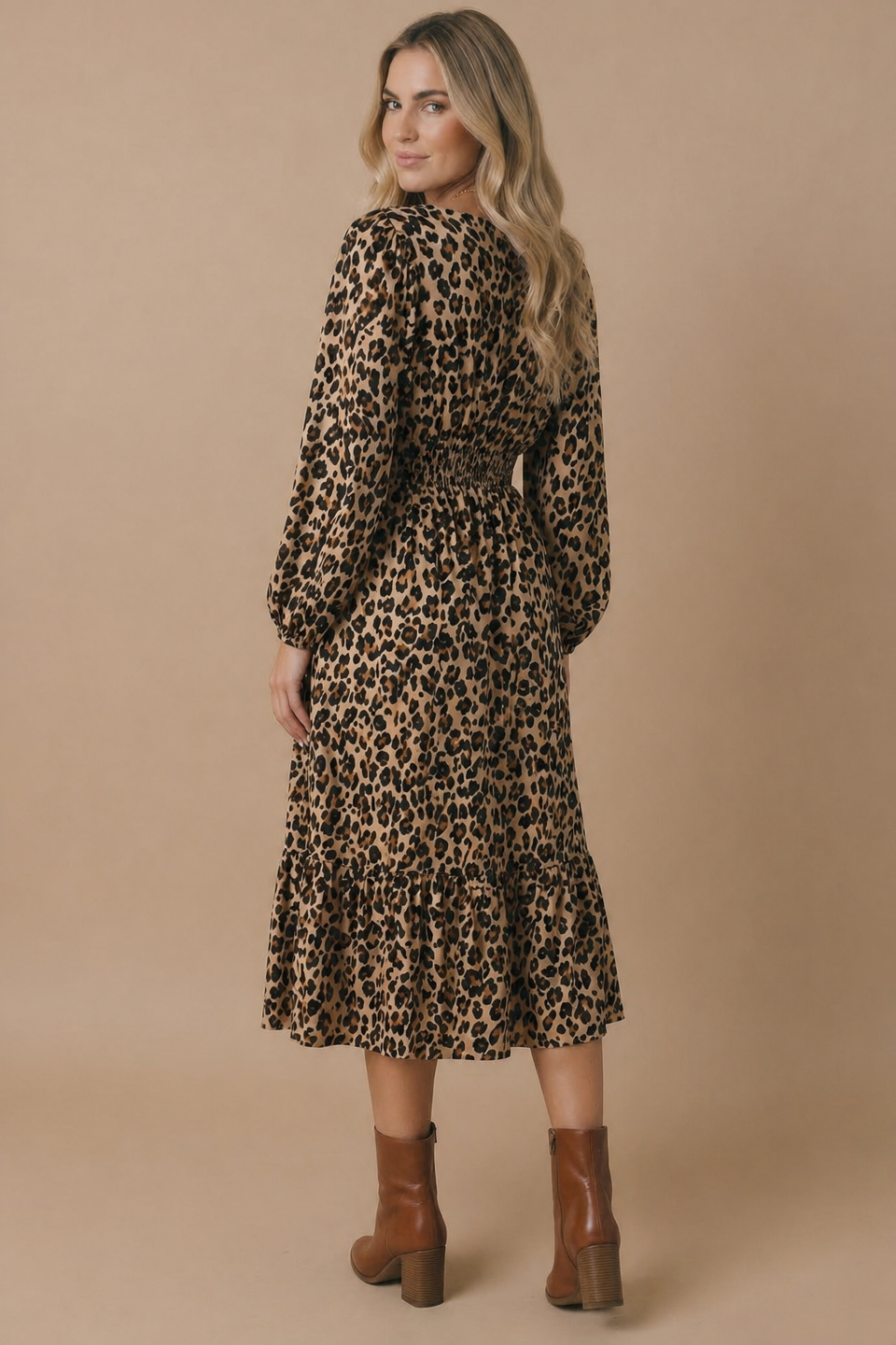 Animal Print Empire Silhouette Midi Dress