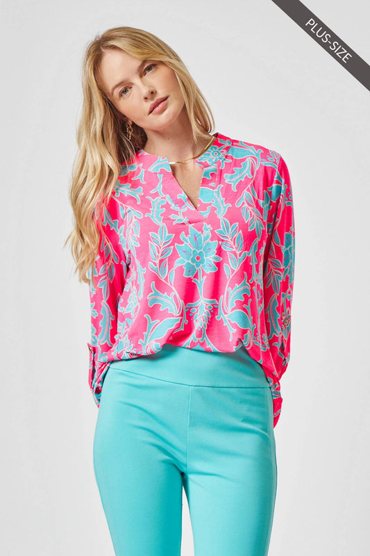 PLUS SIZE 3/4 Sleeve LIZZY MEDALLION Wrinkle Free Blouse