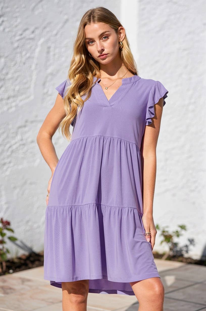 Flutter Sleeve Tiered Forever Dress