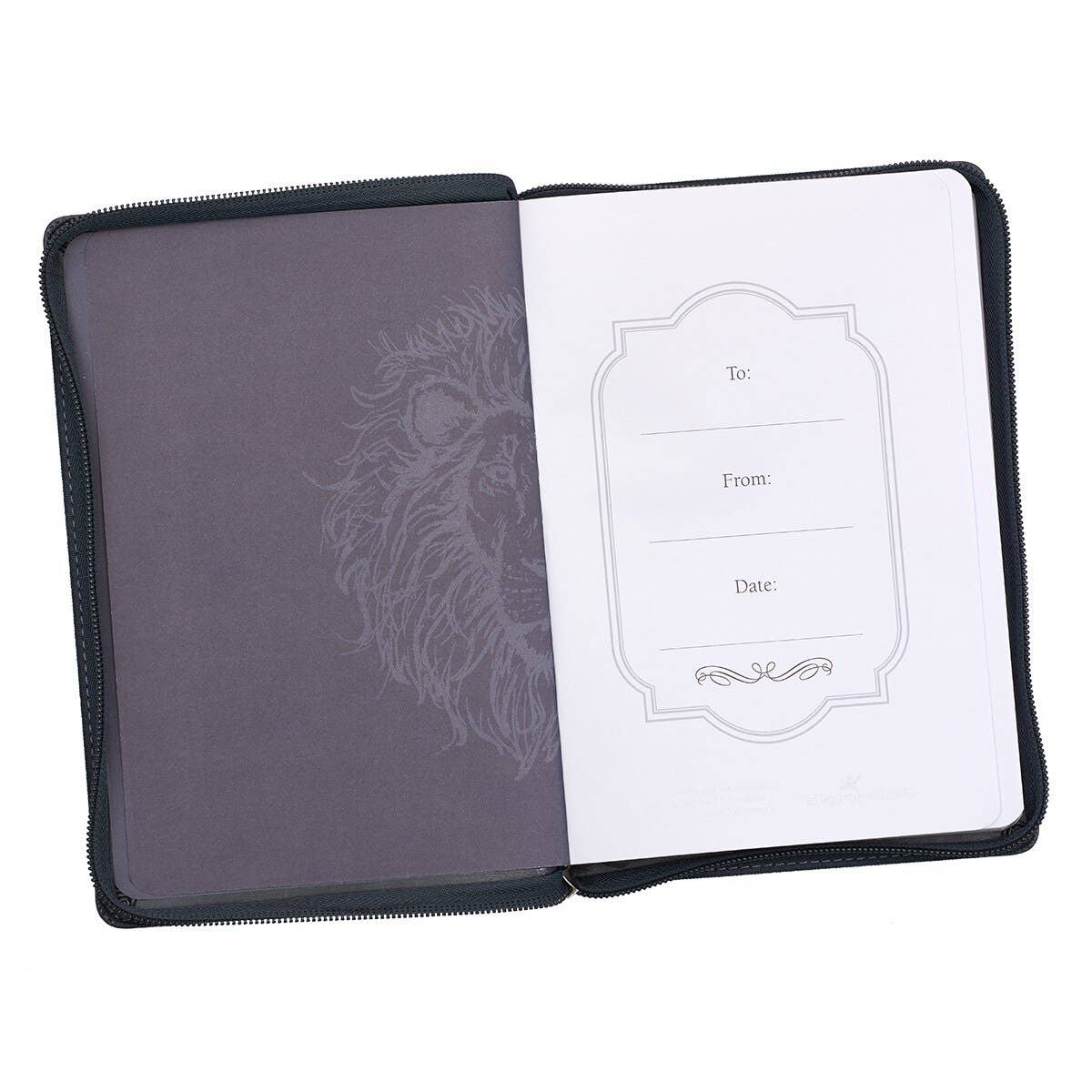 Journal Classic Zip Gray Be Strong Joshua 1:9