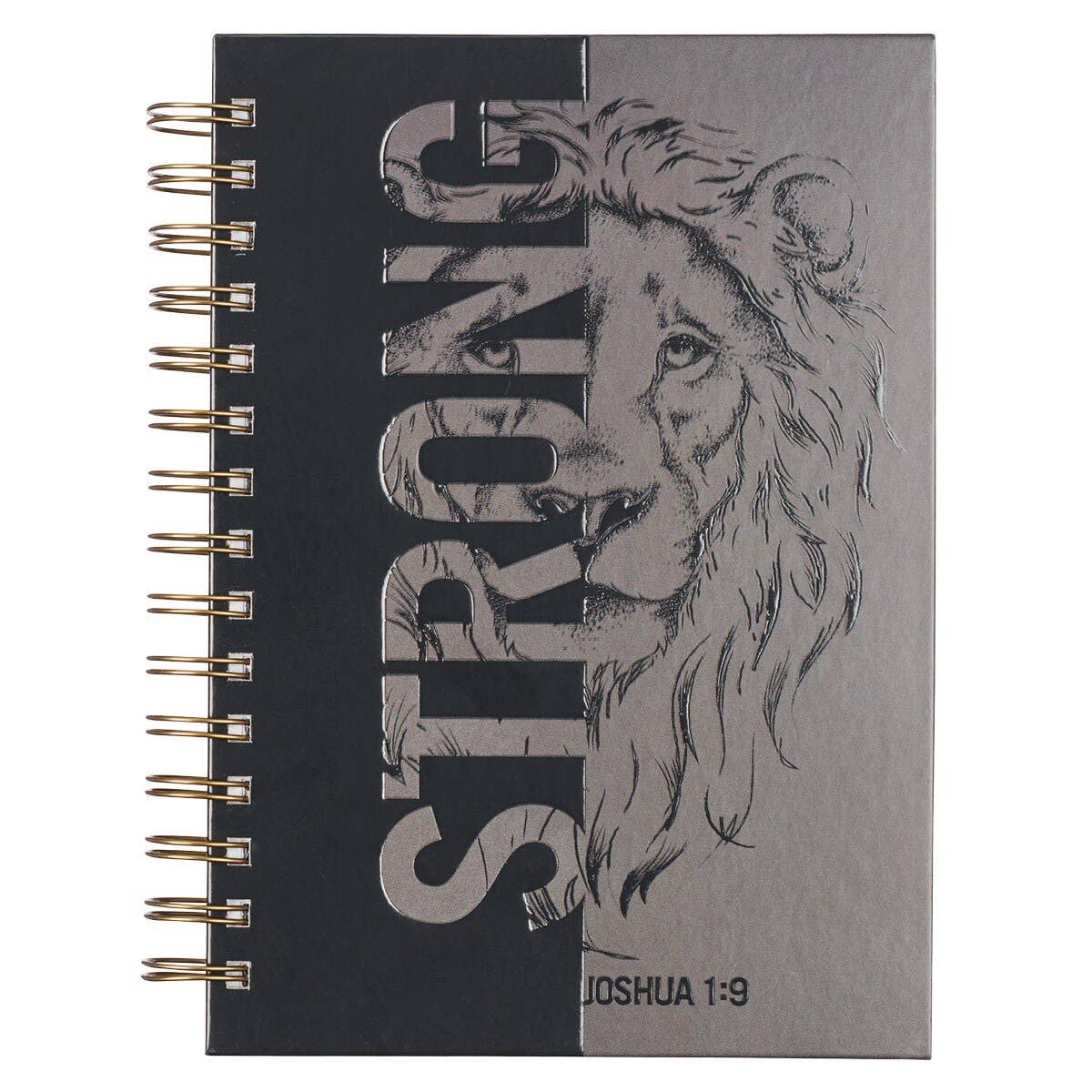 Journal Wirebound Black/Gray Be Strong Josh. 1:9