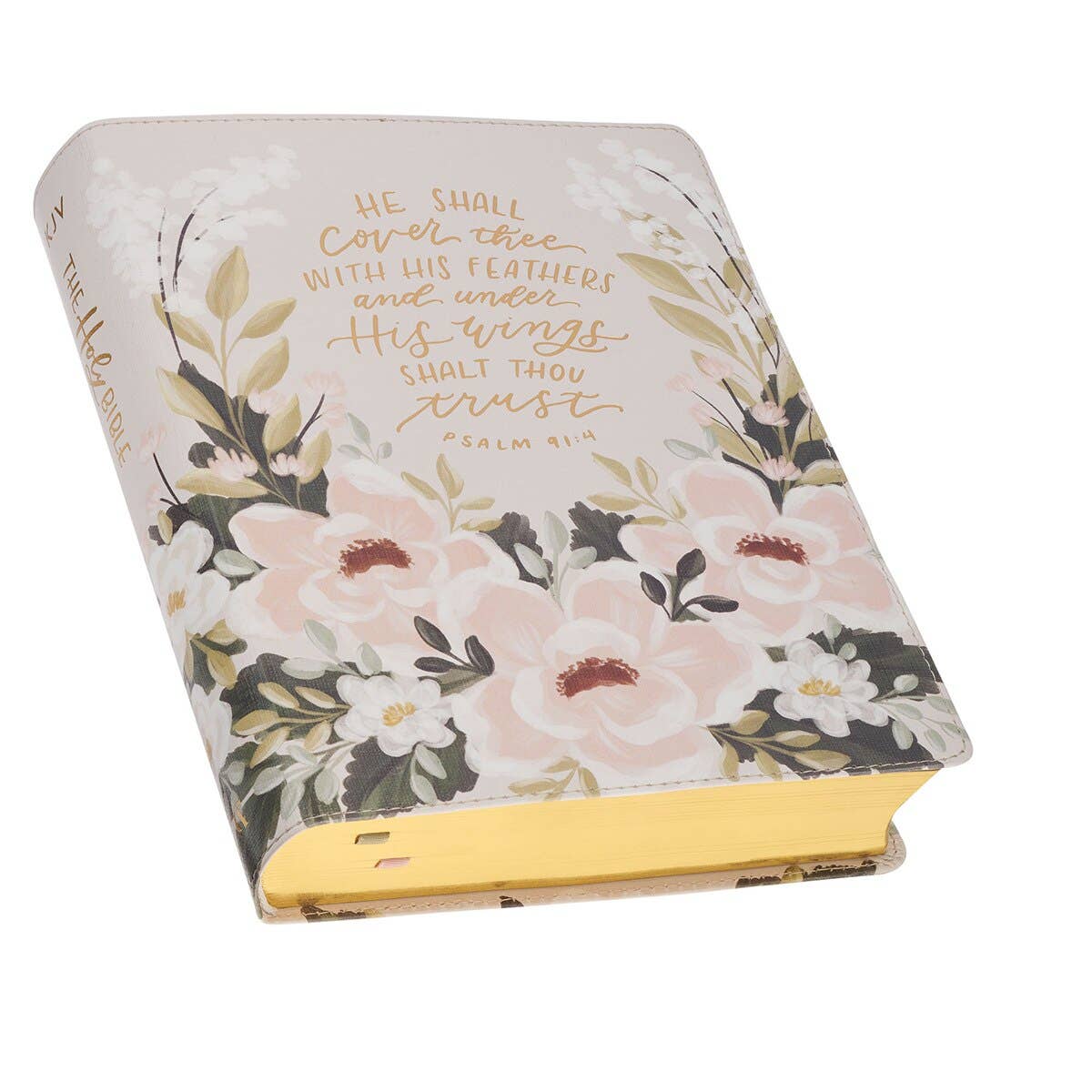 KJV Note-taking Bible Faux Leather Floral Printed Ps 91:4