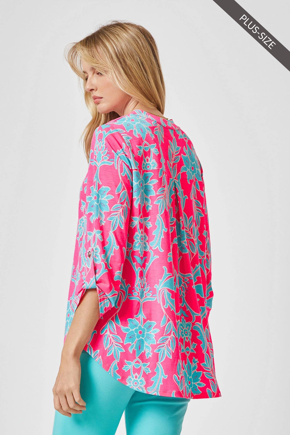 PLUS SIZE 3/4 Sleeve LIZZY MEDALLION Wrinkle Free Blouse
