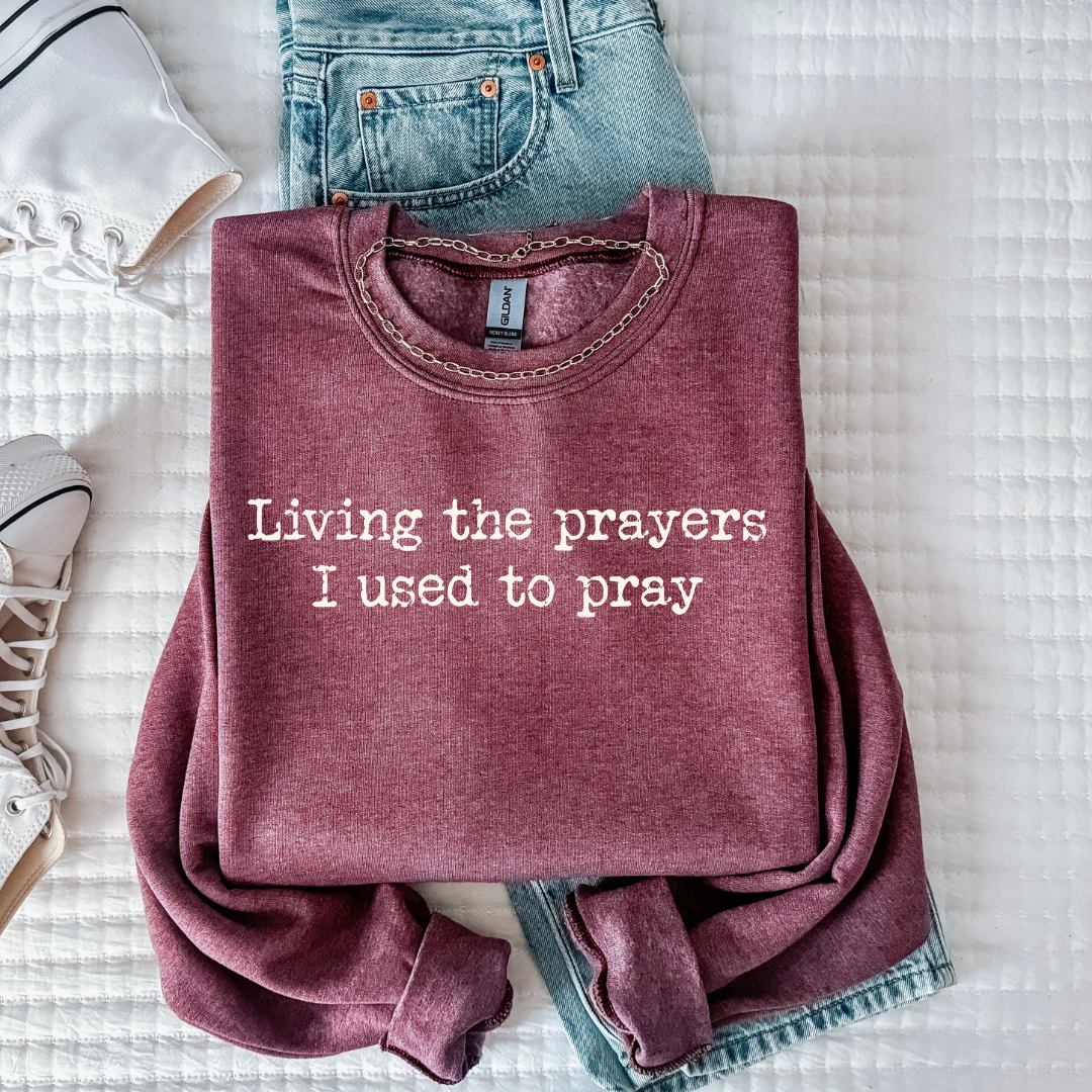 Living Prayer Graphic Tee/Sweatshirt -heather maroon