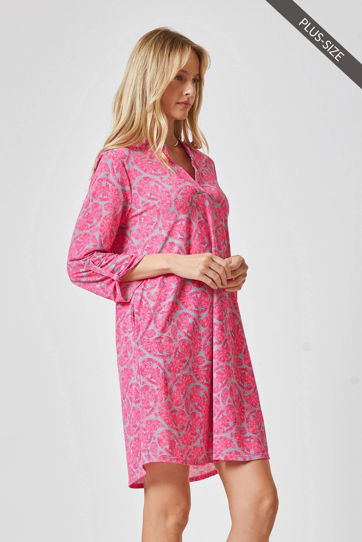 PLUS SIZE Classic a Line Dress That Features Lizzy Neckline