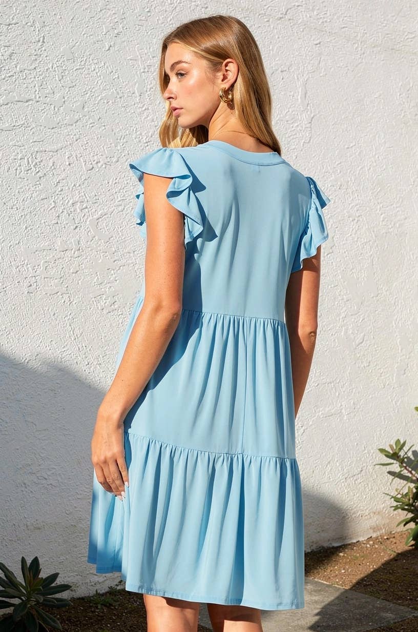 Flutter Sleeve Tiered Forever Dress
