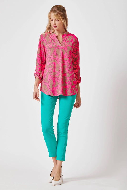 3/4 Sleeve LIZZY MEDALLION Wrinkle Free Blouse
