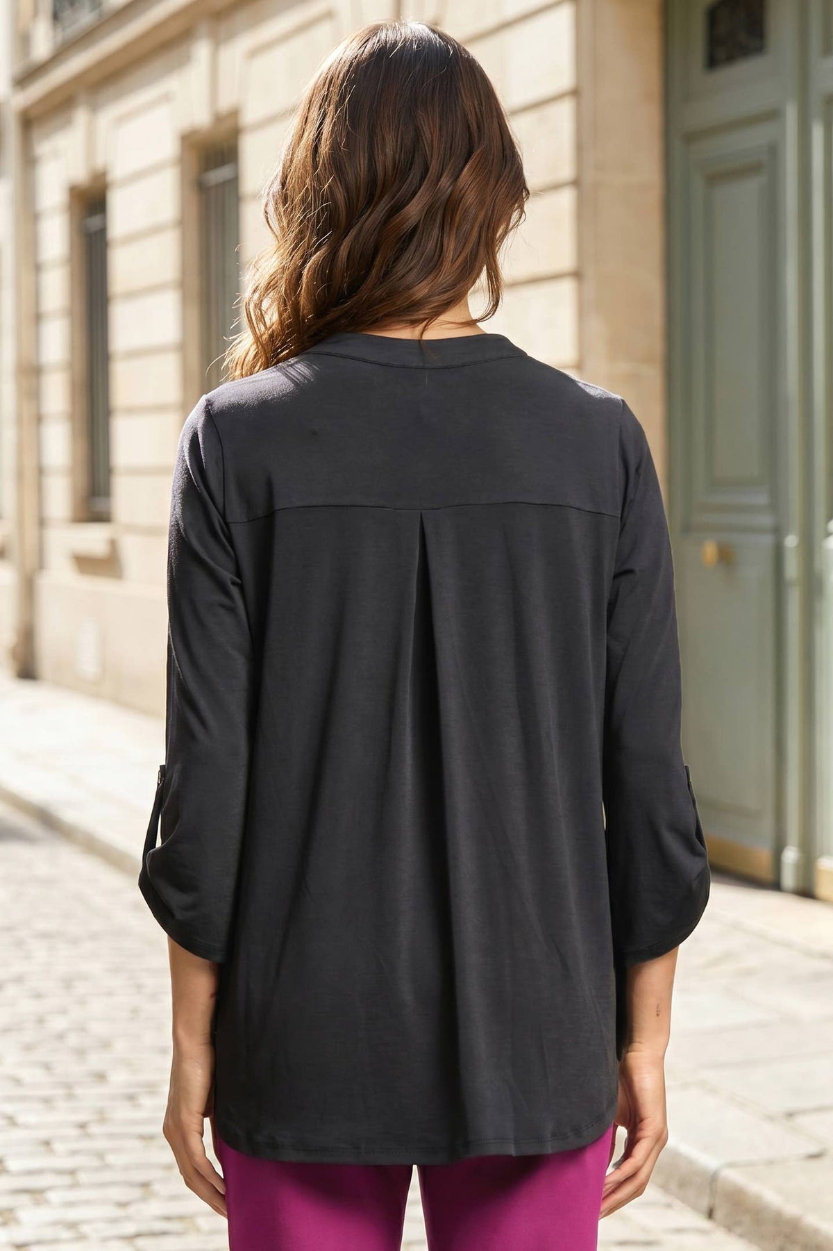Solid 3/4 Sleeve Lizzy Top