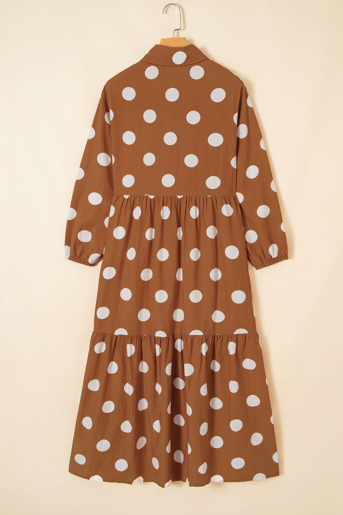 LAS Polka Dot Button Front Casual Shift Midi Dress (S-XL)