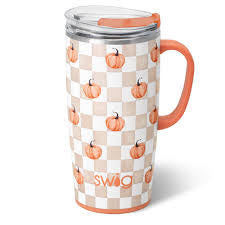 Pumpkin Check Travel Mug 18oz  NEW: SEP