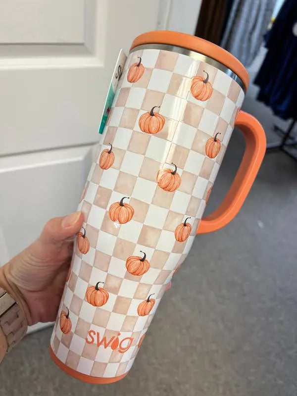 Pumpkin Check Mega Mug 40oz  NEW: SEP