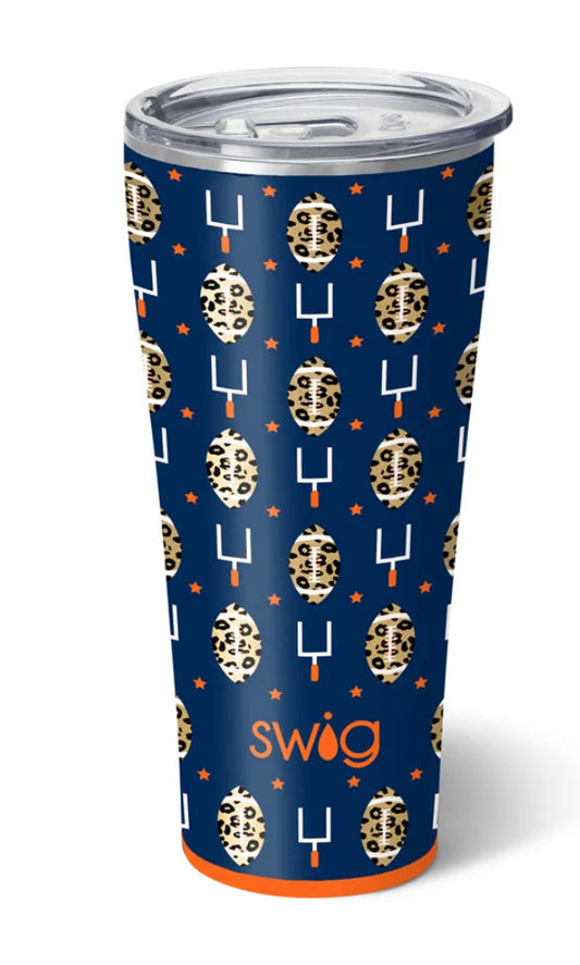 32oz Tumbler Touchdown Navy + Orange