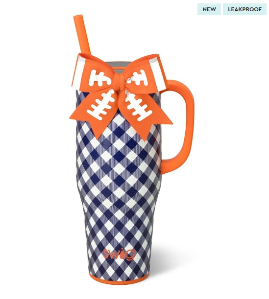Mega Mug 40oz Gameday Gingham Navy + Orange