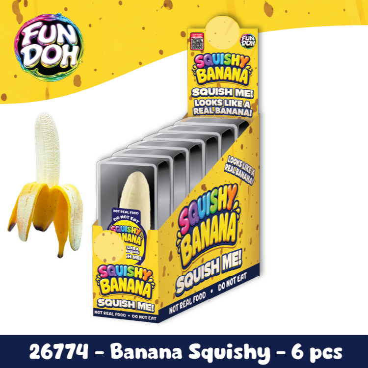 Fun Doh Banana Squishy Stress Relief Toy - 6/Display