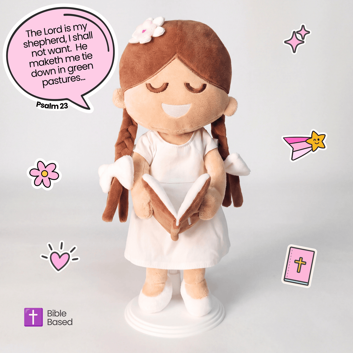 BibleGirl - Speaks 36 Bible Verses - Holds Bible - Prays