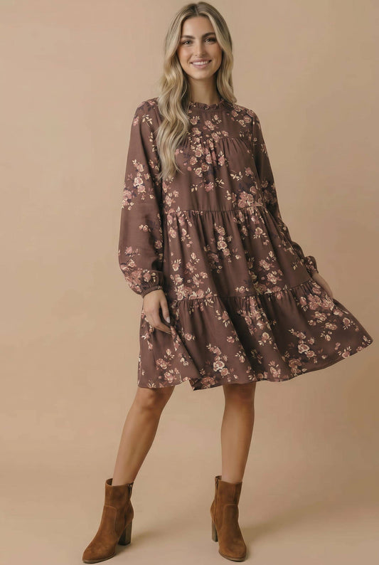 Vintage Floral Woven Dress With Pockets
