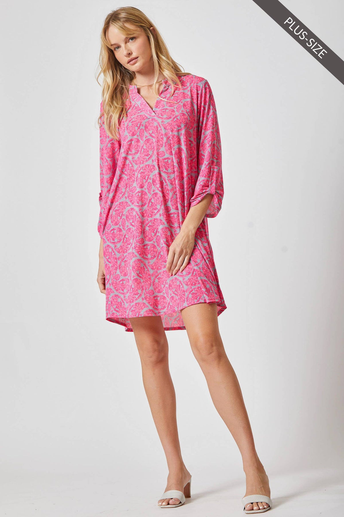 PLUS SIZE Classic a Line Dress That Features Lizzy Neckline