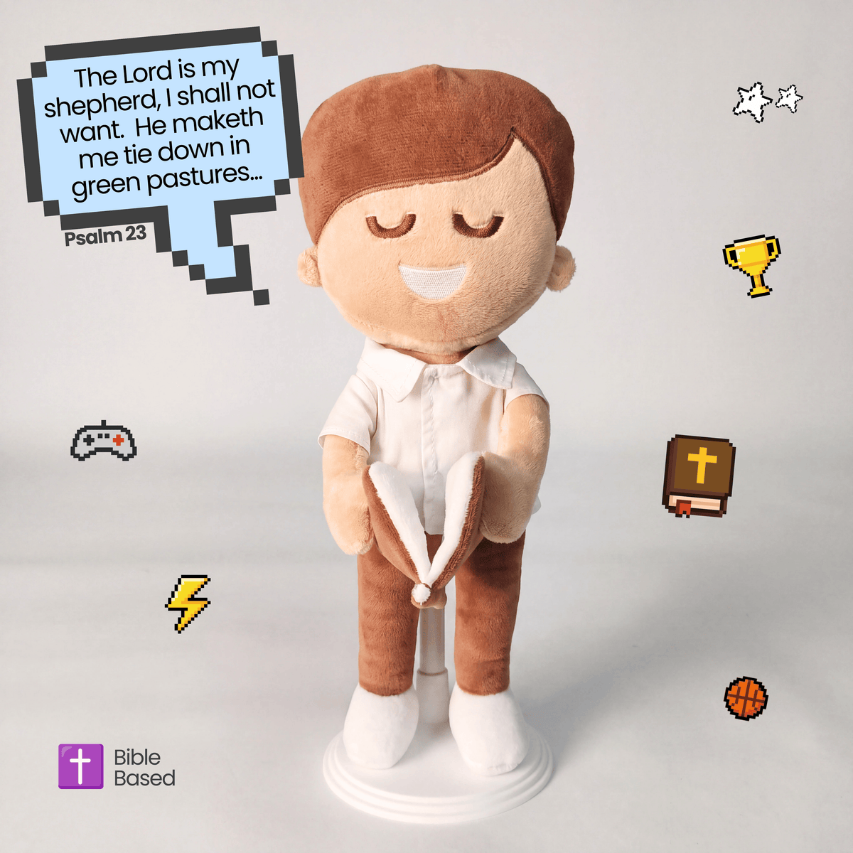 BibleBoy - Speaks 36 Bible Verses - Holds Bible - Prays