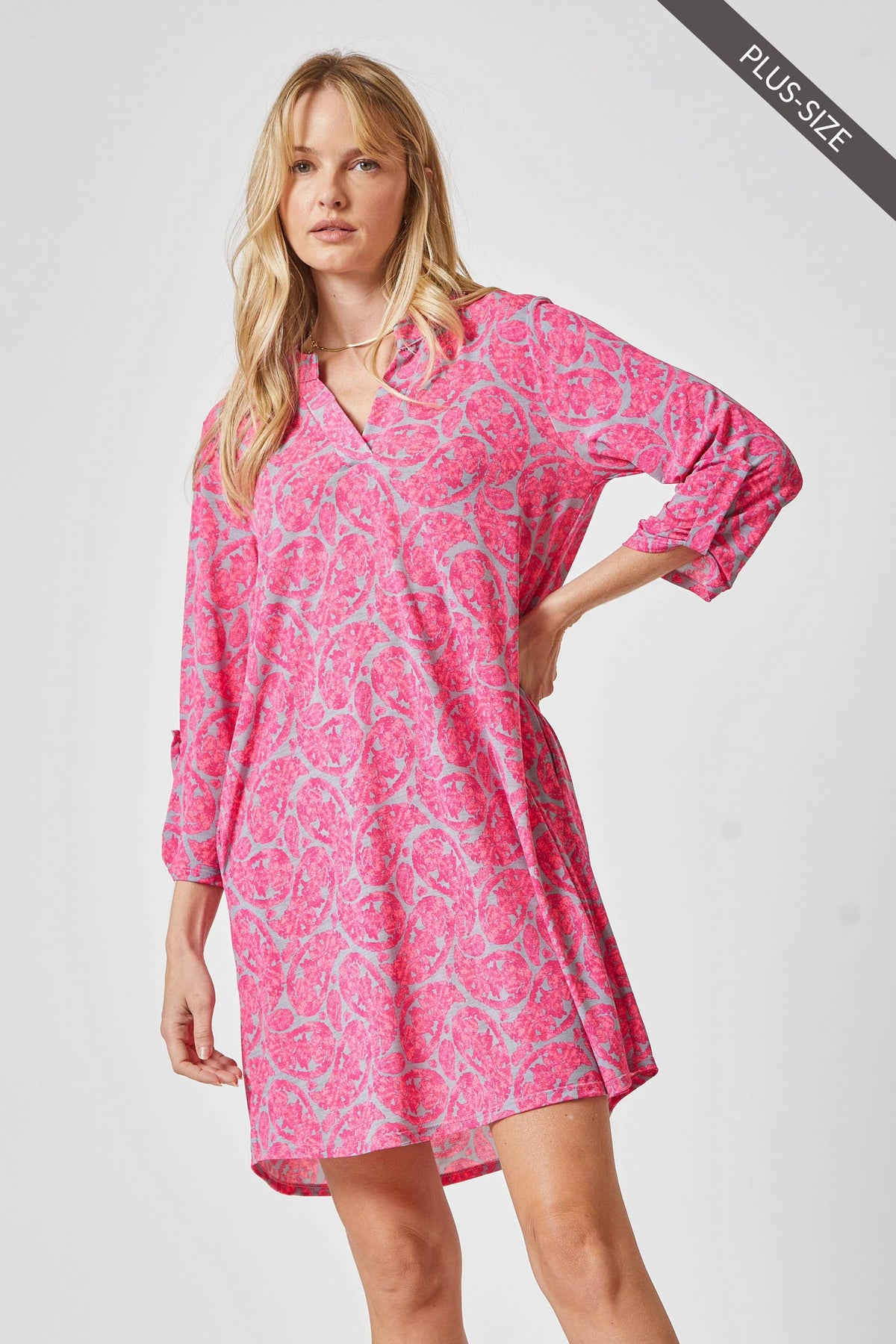 PLUS SIZE Classic a Line Dress That Features Lizzy Neckline