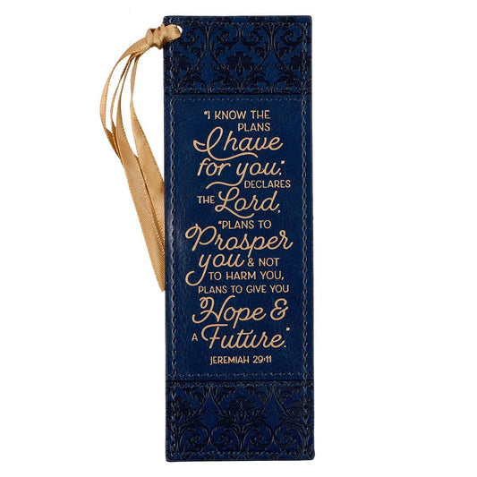 Bookmark Faux Leather Navy I Know the Plans Jer. 29:11