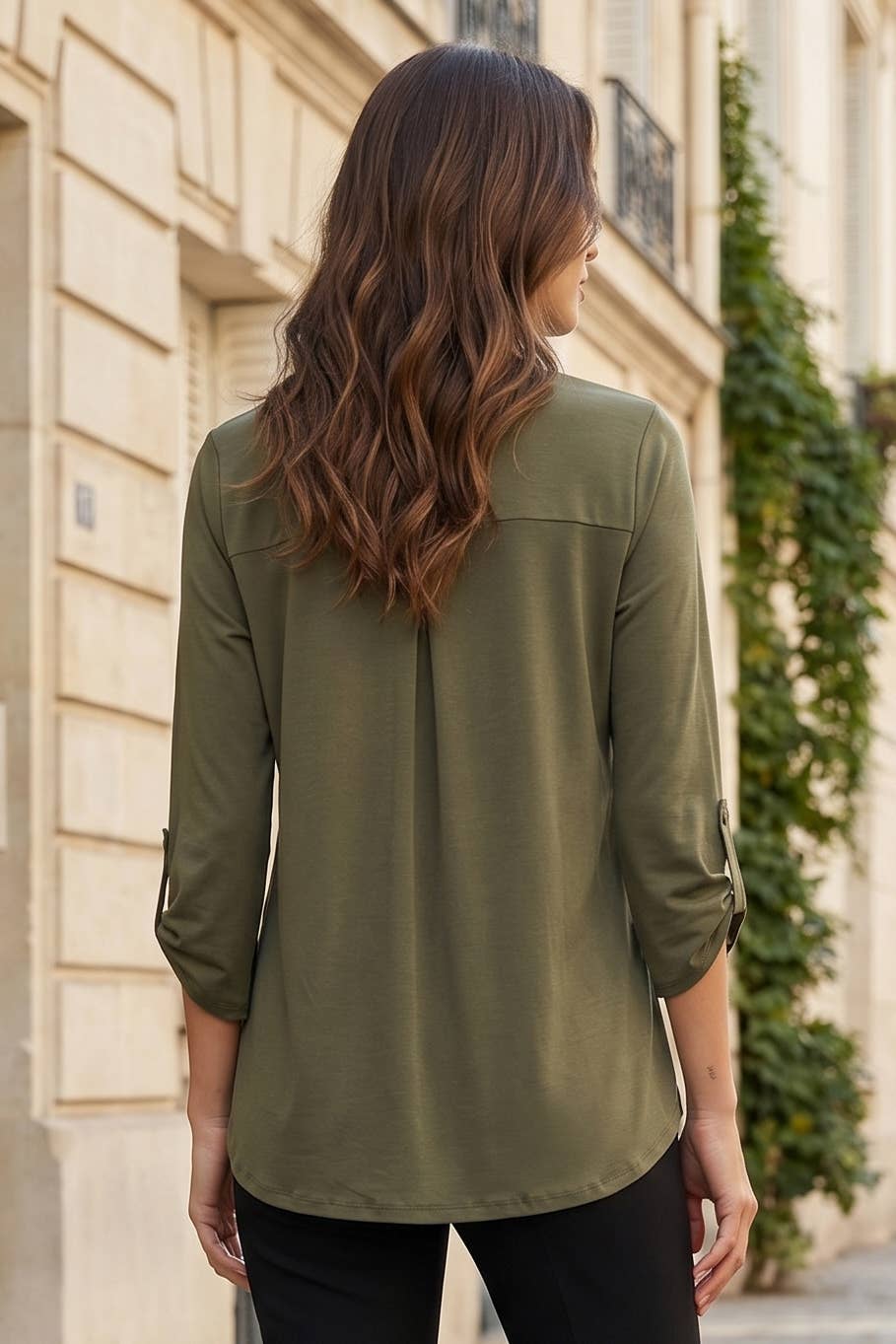 Solid 3/4 Sleeve Lizzy Top