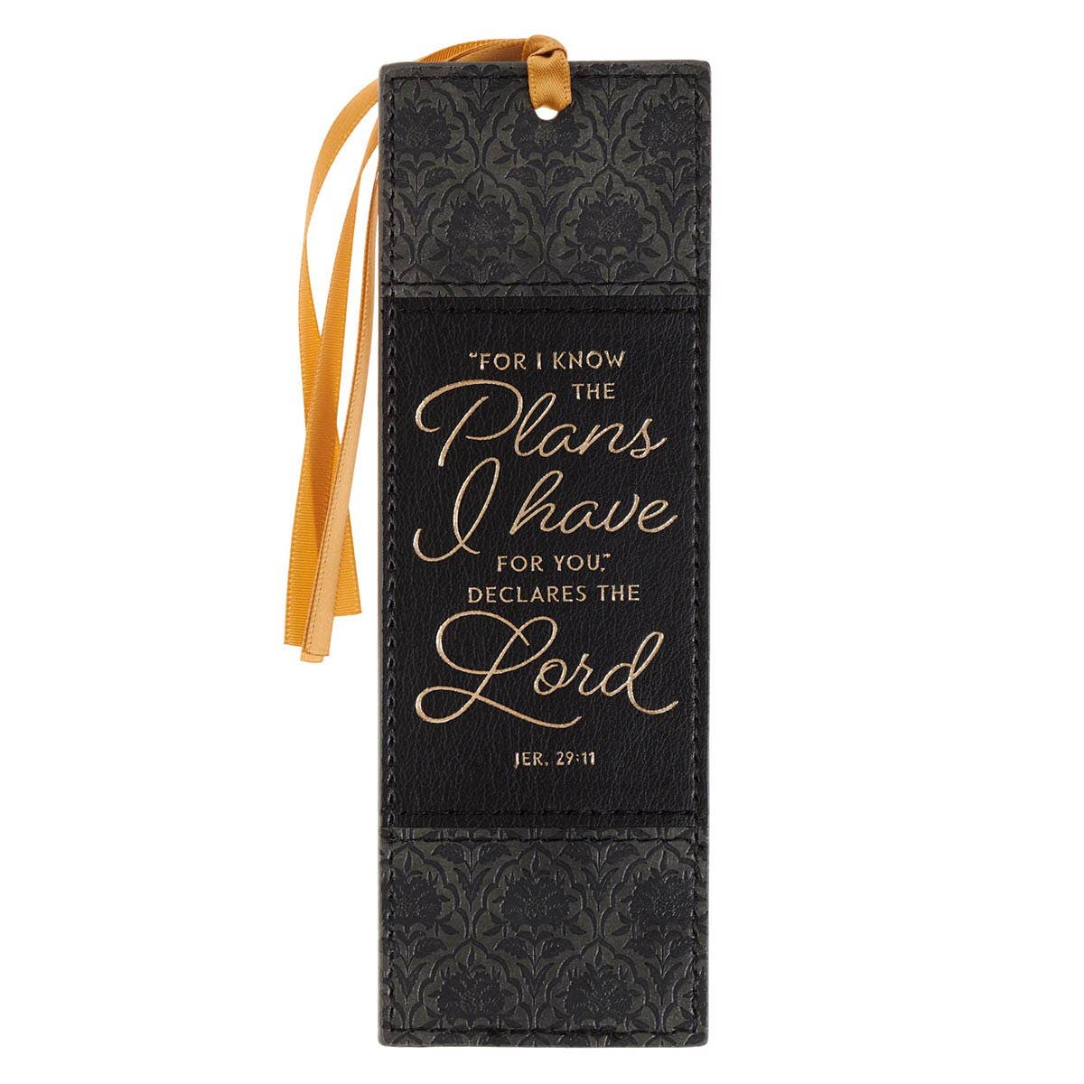 Bookmark Faux Leather Char/Black  I Know the Plans Jer 29:11