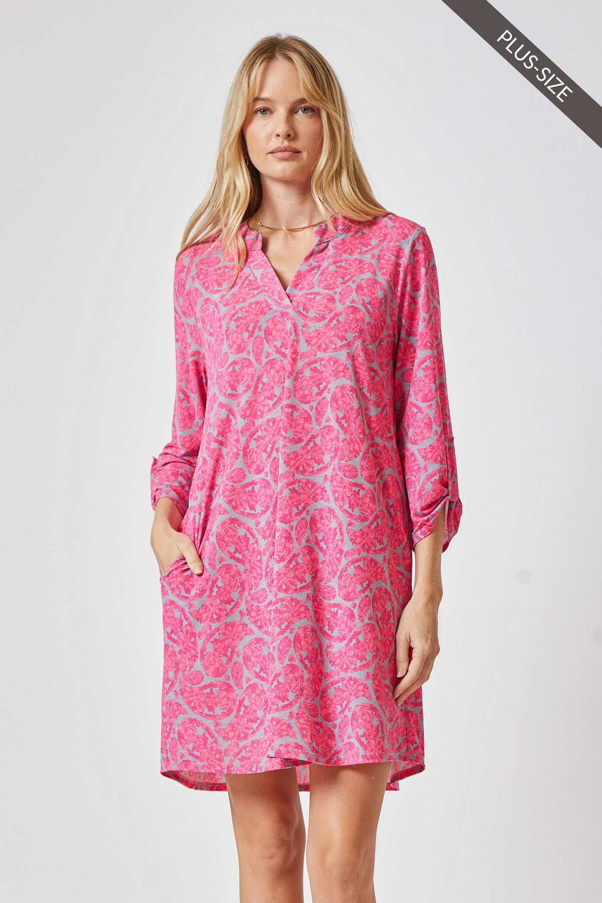PLUS SIZE Classic a Line Dress That Features Lizzy Neckline