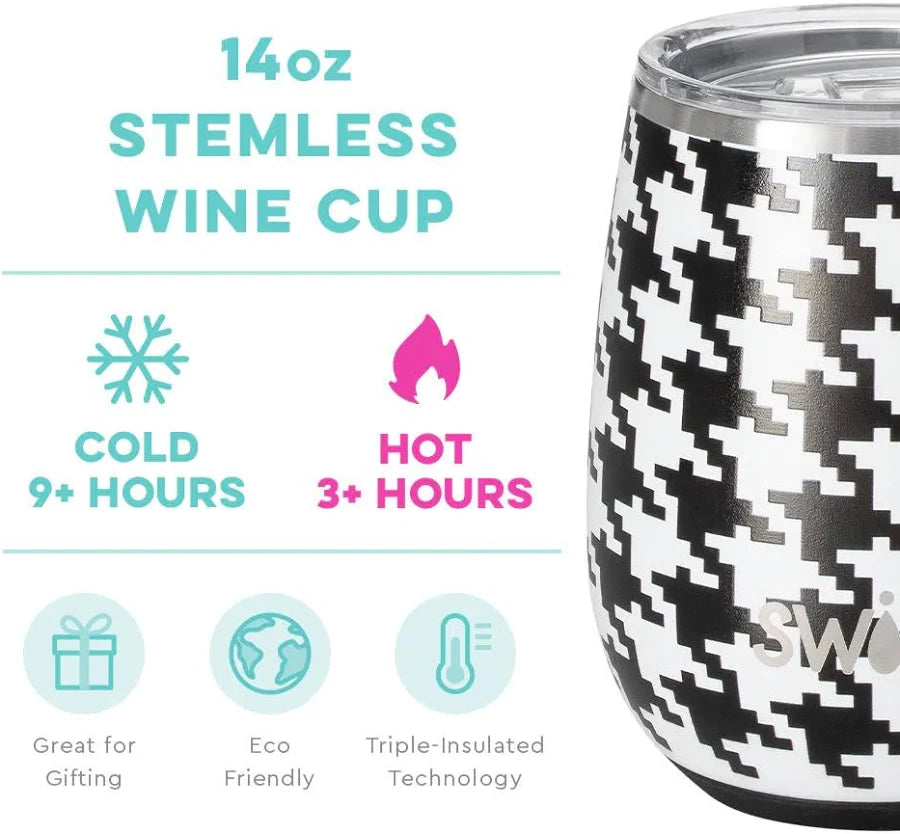 14oz Wine Cup Houndstooth